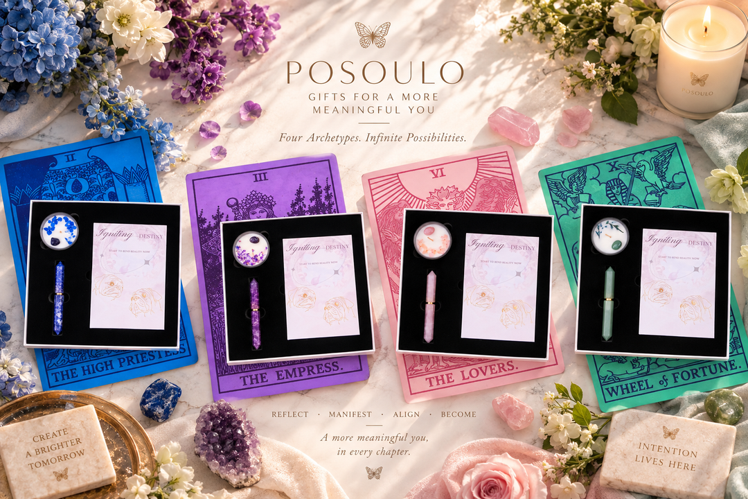 Posoulo tarot-inspired spiritual gift boxes — a curated guide to choosing a meaningful gift based on tarot archetypes including The Lovers, The Empress, The High Priestess, and Wheel of Fortune