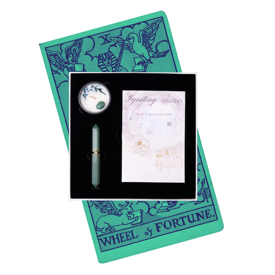 The Wheel of Fortune tarot-inspired gift box by Posoulo — beautifully curated box with spiritual items reflecting cycles of change and transformation